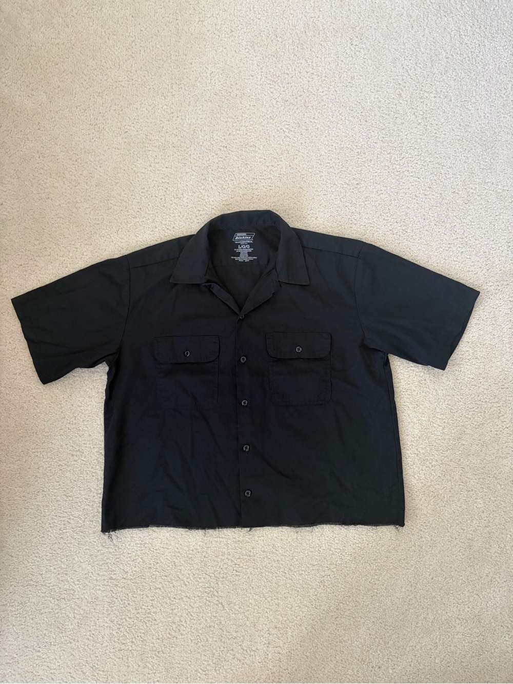 Black Dickies Cropped and Boxy Short-Sleeve Button-Up Work Shirt